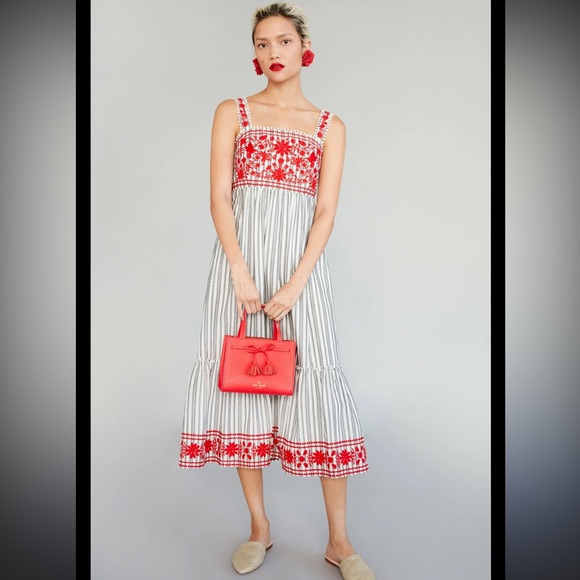 kate spade Dresses & Skirts - Kate Spade Stripe Embroidered Maxi Dress